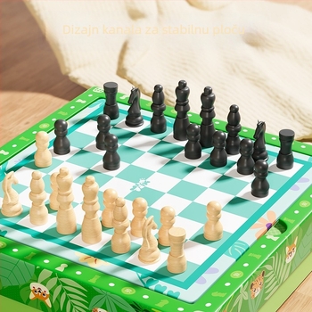 Drveni all-in-one skup igrica za djecu: Ludo, Gomoku i Dama, marka Yisirui, za uzrast 4–6 godina