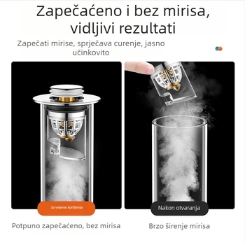 Zatvarač za umivaonik s opružnim jezgrama, pritisni tip odvod, protiv mirisa
