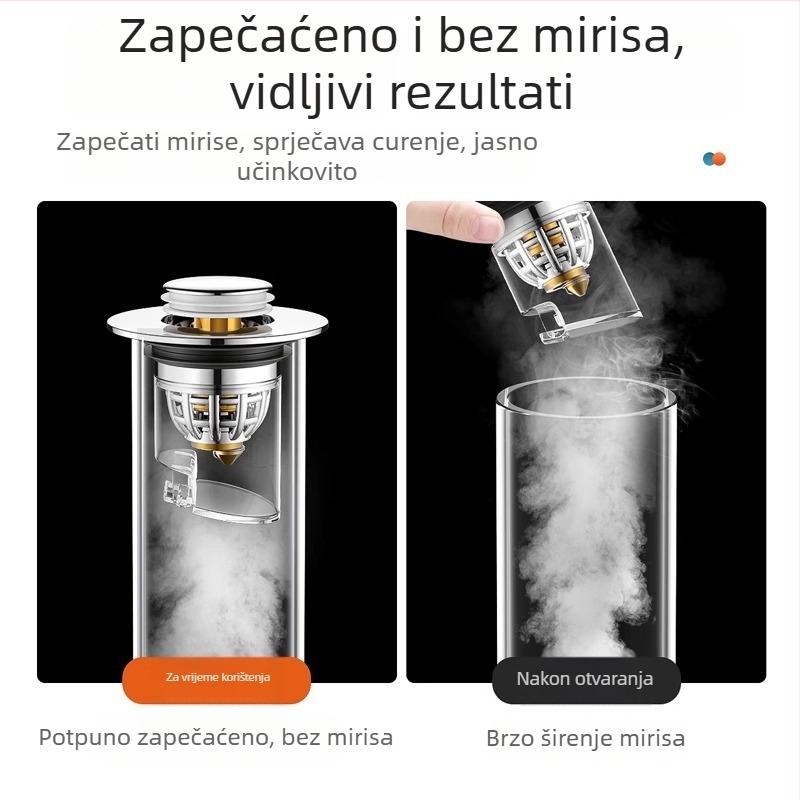 Zatvarač za umivaonik s opružnim jezgrama, pritisni tip odvod, protiv mirisa