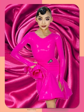 DNW Djeci kostim za latinski ples, Moderni plesni kostim za djevojčice, Sjajna kožna tekstura, 82% acetat vlakna, podstava poliester-bavla, pogodan za zimu proljeće jesen