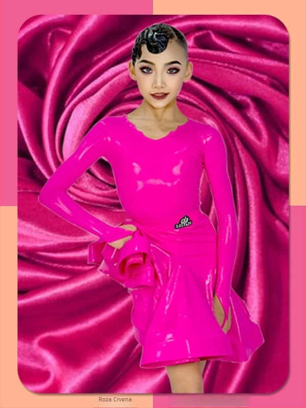 DNW Djeci kostim za latinski ples, Moderni plesni kostim za djevojčice, Sjajna kožna tekstura, 82% acetat vlakna, podstava poliester-bavla, pogodan za zimu proljeće jesen