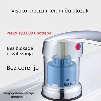 Salon za kosu: miješac tople/hlade vode za pranje kose na kreveti – stolna ugradnja, keramički disk ventil, bakreno tijelo, dizajn s jednim otvorom