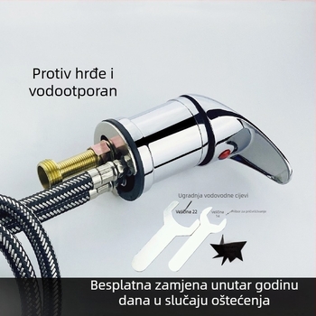 Salon za kosu: miješac tople/hlade vode za pranje kose na kreveti – stolna ugradnja, keramički disk ventil, bakreno tijelo, dizajn s jednim otvorom