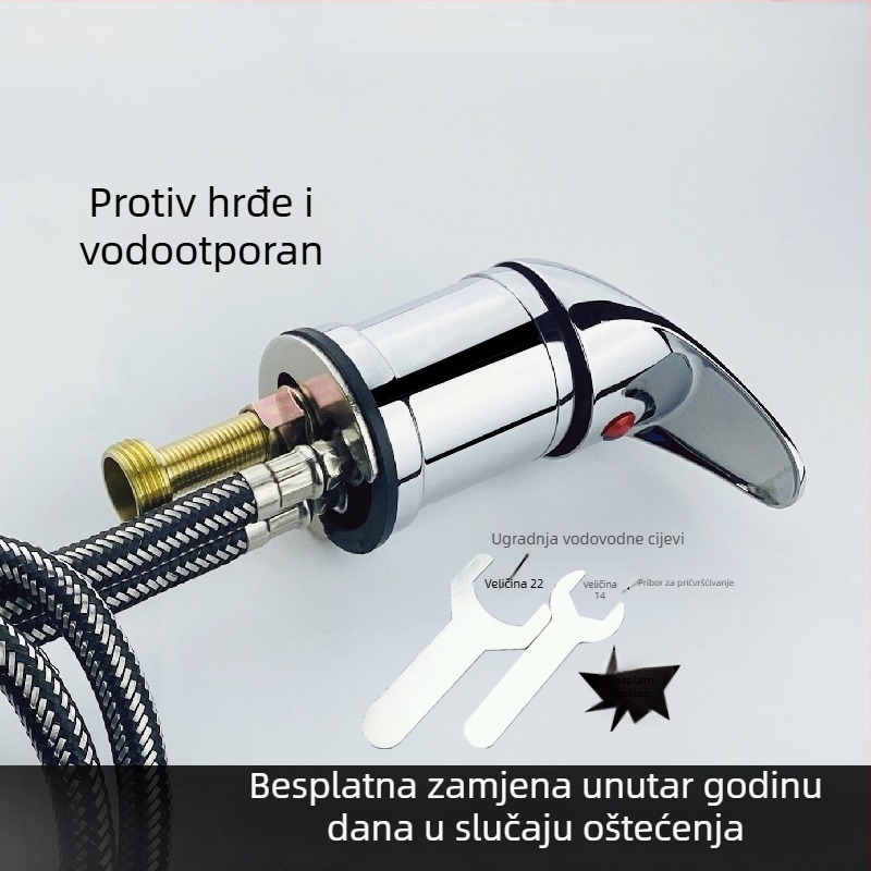 Salon za kosu: miješac tople/hlade vode za pranje kose na kreveti – stolna ugradnja, keramički disk ventil, bakreno tijelo, dizajn s jednim otvorom