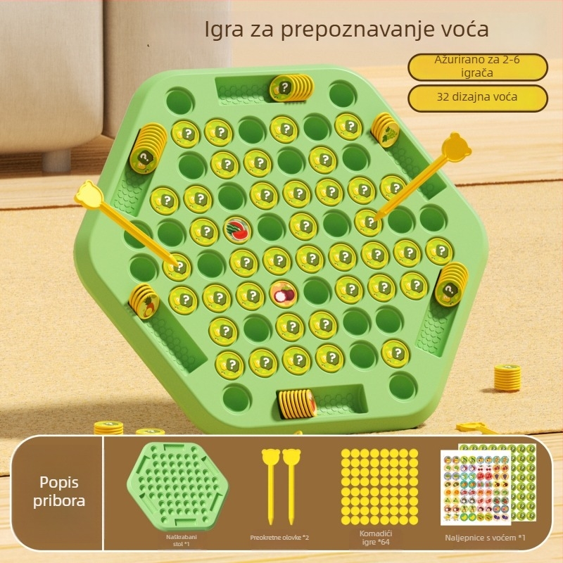 Dvostruko društvena igra za dva igrača: slagalica za podudaranje parova i edukativna aktivnost roditelj-dijete; potiče logičko razmišljanje i koordinaciju ruka-oko. Materijal: plastika; Igrači: 2; Uzrast: 4–14 godina.