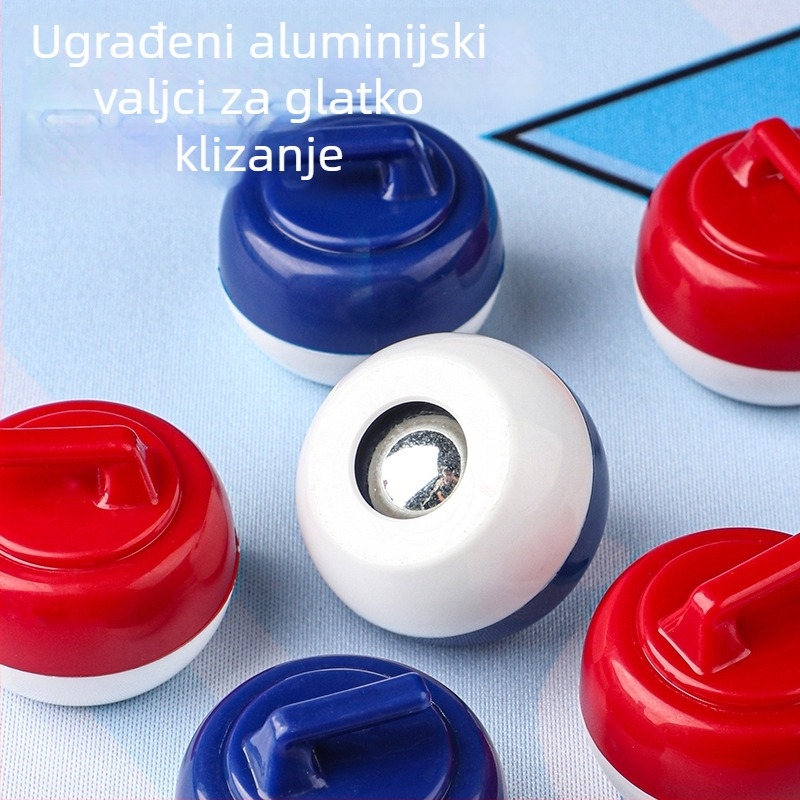 Desktop curling igra za unutarnju uporabu — obiteljska zabava, dvostruko i multiplayer natjecanje, rana edukacija, razvoj uma, plastična konstrukcija (uzrast 4–14).