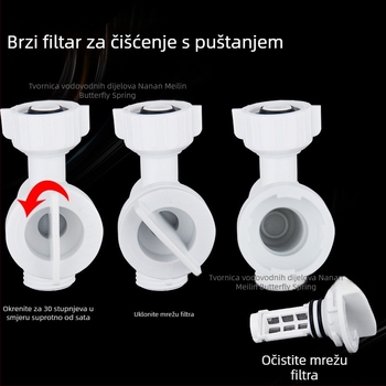 Filter uređaj za ulaznu cijev toaleta - plastični, otklonjivi filtr za čišćenje, 4-navojni priključak, marka hjsn