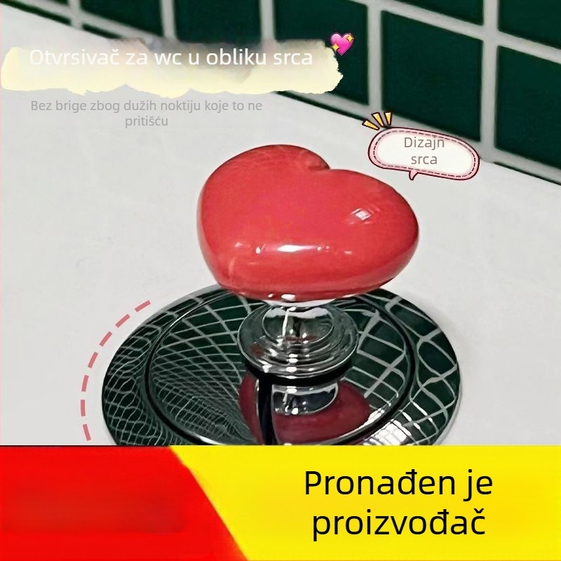 Dodatak za gumb za ispiranje toaleta u obliku srca - plastični, ručni pritisak, svijetao luksuzni stil, podrijetlo Zhejiang