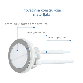 Dodatna oprema za WC spremnik — univerzalno dvostruko ispiranje, keramički gumb za ispiranje, okrugli oblik, moderan i jednostavan stil
