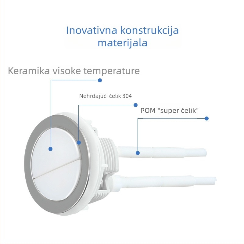 Dodatna oprema za WC spremnik — univerzalno dvostruko ispiranje, keramički gumb za ispiranje, okrugli oblik, moderan i jednostavan stil