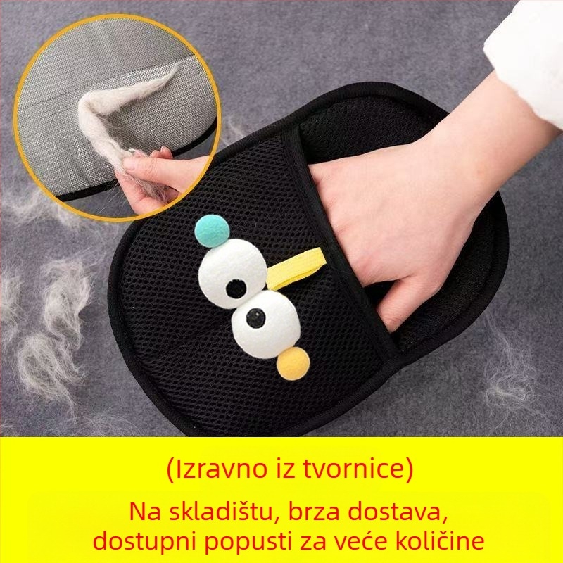 Rukavice za uklanjanje dlaka kućnih ljubimaca s elektrostatikom, dvostruka četka, mreža + četka, za kauče i odjeću