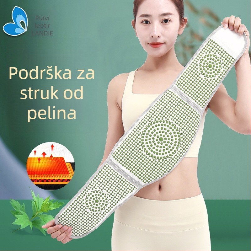 Pojas za struk s pletenim od poliester-elastana, đumbirova pjena, bambusov ugljen, Velcro zatvarač