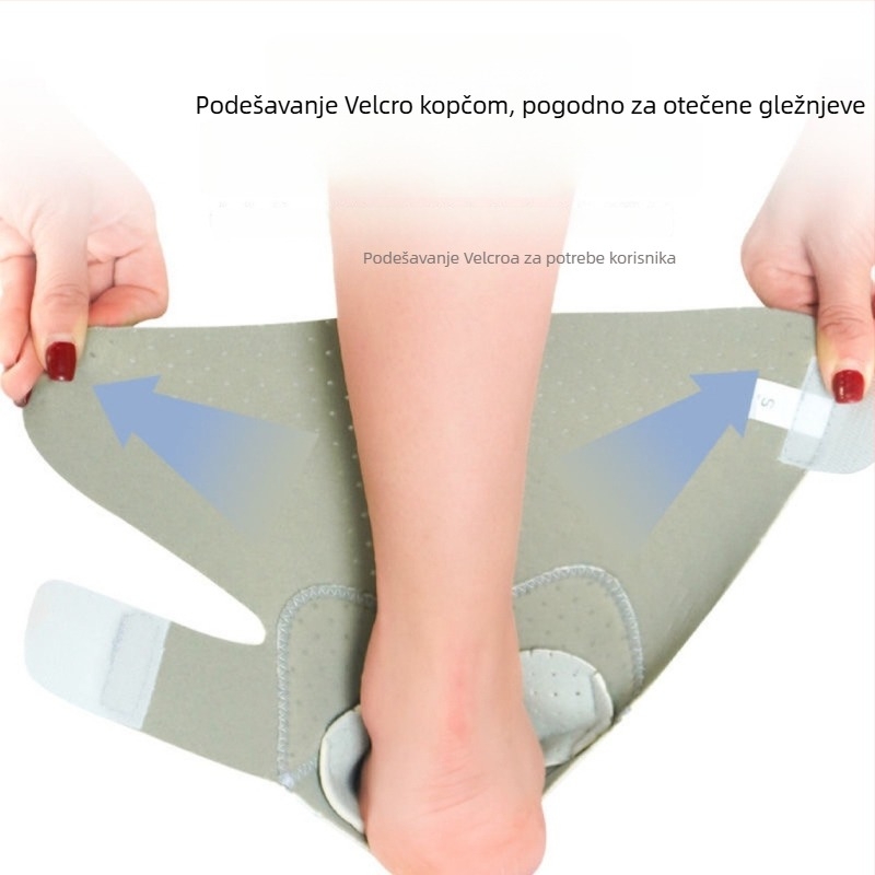 Neopreni ortoz gležnja, prozračna, s podrškom i rehabilitacijskom pomoći; podesiva podrška; pogodno za nogomet, trčanje, vožnju bicikla i planinarenje.