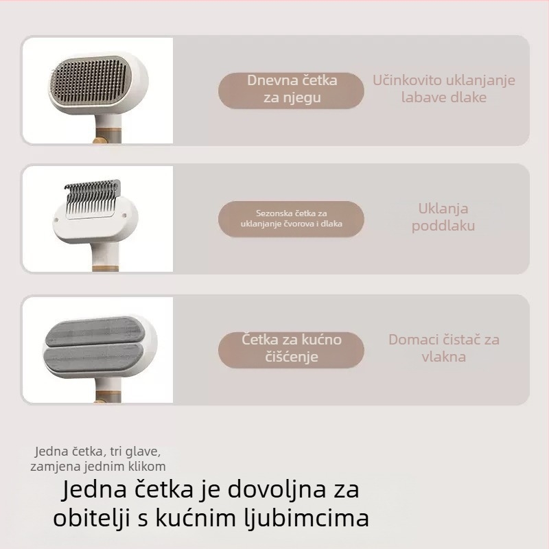 Mačji alat za njegu – Češalj 3 u 1: uklanjanje čvorova, ljepjivih dlaka i otpada dlaka – Materijal: ABS + nehrđajući čelik
