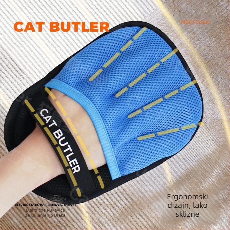 Cat Butler rukavica za uklanjanje dlaka kućnih ljubimaca, ABS materijal, okrugla četkica, pogodno za dugokose mačke