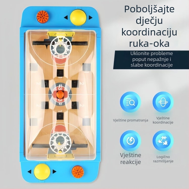Tablaška igra za dva: košarka i nogomet – plastična konstrukcija; interakcija roditelj-dijete, razvoj razmišljanja, koordinacija ruke i oka; dob 4–35 godina