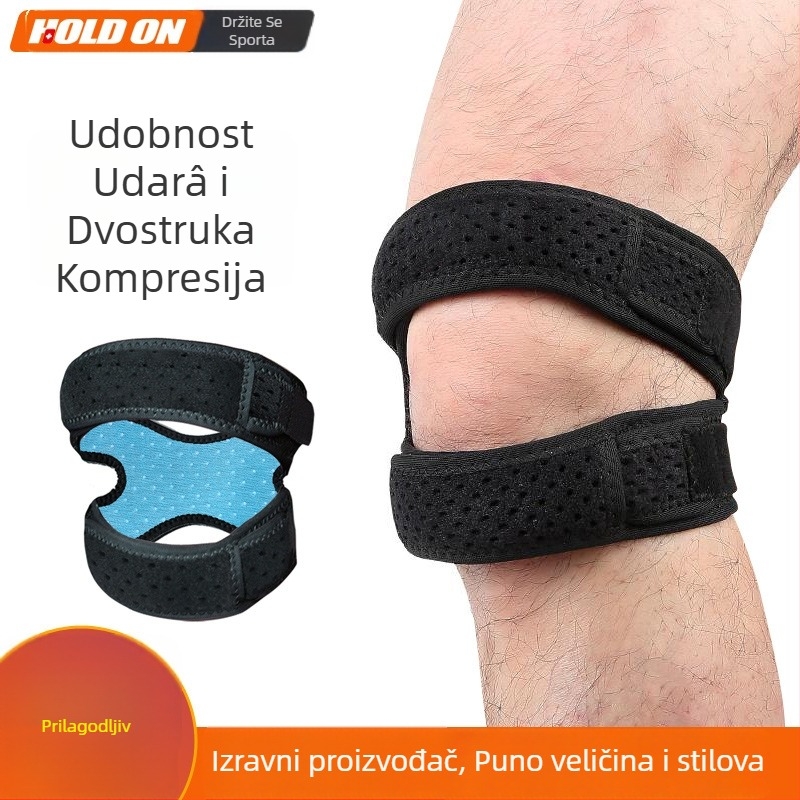 Koljeno zaštitnik s silikonastim trakama – prozračna, kompresivna podrška za trčanje, vožnju biciklom i planinarenje; Materijali: Okcloth, silikon trake, N tkanina, Velcro; Zaštita koljena