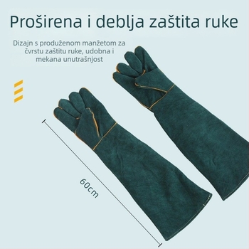 Rukavice protiv ugriza za kućne ljubimce (mačke i psi) – od goveđe kože, produžena duljina, otporne na kidanje, za kupanje i vježbanje