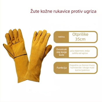 Rukavice protiv ugriza za kućne ljubimce (mačke i psi) – od goveđe kože, produžena duljina, otporne na kidanje, za kupanje i vježbanje