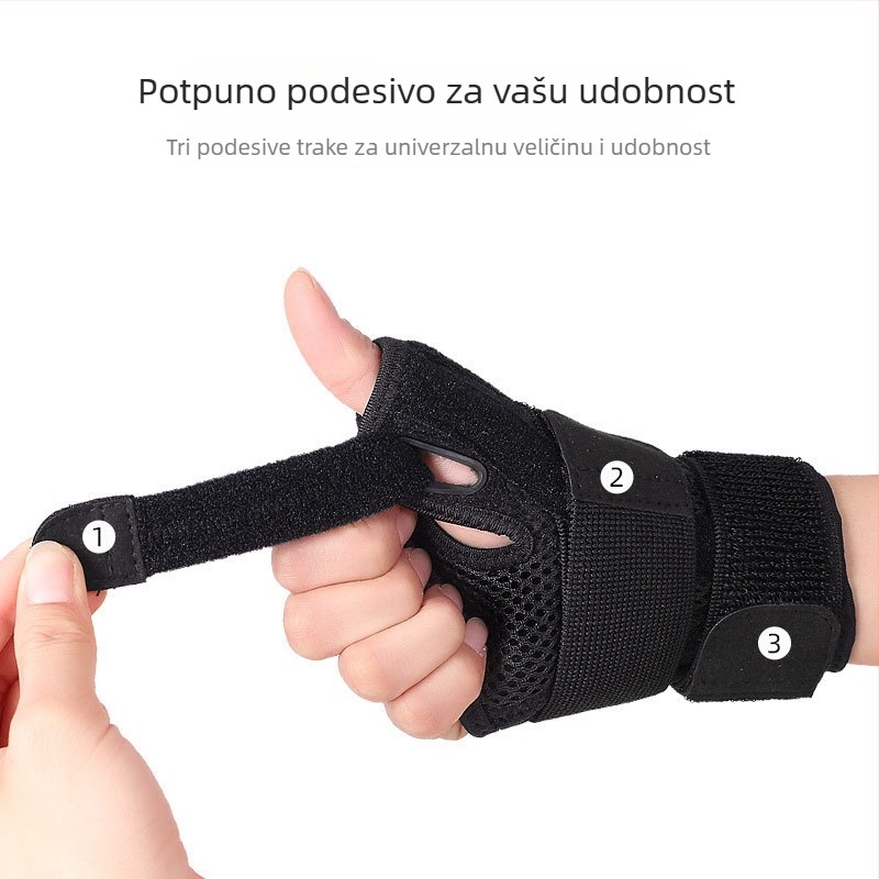 Dvostrano podržavajući zapešće ortoza s potporom palca, podesivi pojas, univerzalno za lijevu i desnu ruku