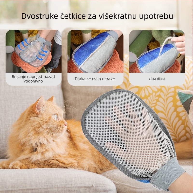 Rukavice za uklanjanje dlaka kućnih ljubimaca za mačke i pse — poliester-bavna, brend doglemi, uklanjanje dlaka s namještaja