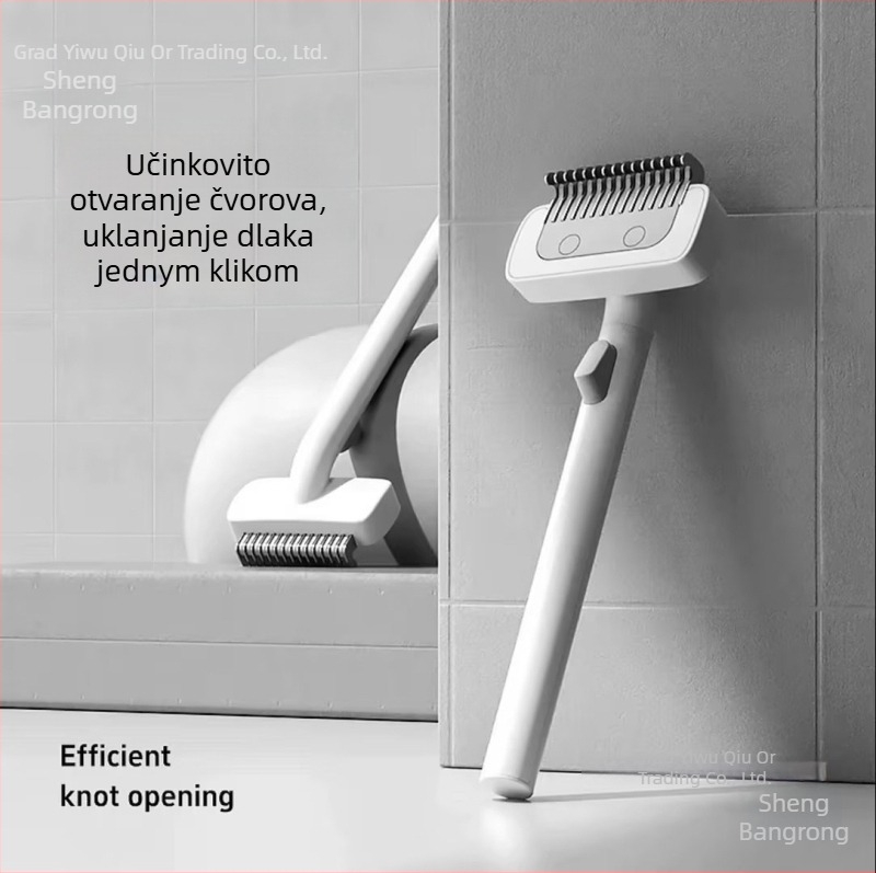 Shengbangrong Četka za njegu kućnih ljubimaca – Deshedding za dlakavih mačaka, nehrđajući čelik, kvadratni vrh četke, šifra proizvoda AL
