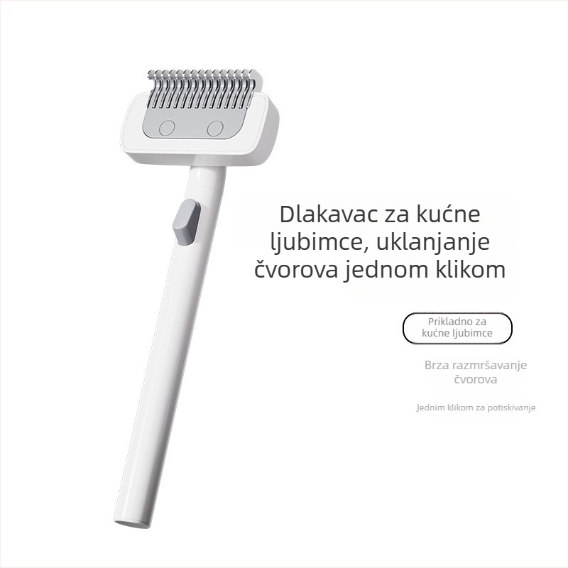 Shengbangrong Četka za njegu kućnih ljubimaca – Deshedding za dlakavih mačaka, nehrđajući čelik, kvadratni vrh četke, šifra proizvoda AL