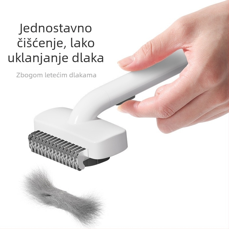 Shengbangrong Četka za njegu kućnih ljubimaca – Deshedding za dlakavih mačaka, nehrđajući čelik, kvadratni vrh četke, šifra proizvoda AL