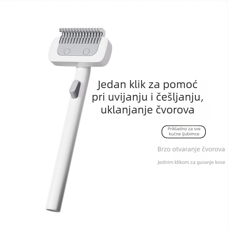 Shengbangrong Četka za njegu kućnih ljubimaca – Deshedding za dlakavih mačaka, nehrđajući čelik, kvadratni vrh četke, šifra proizvoda AL