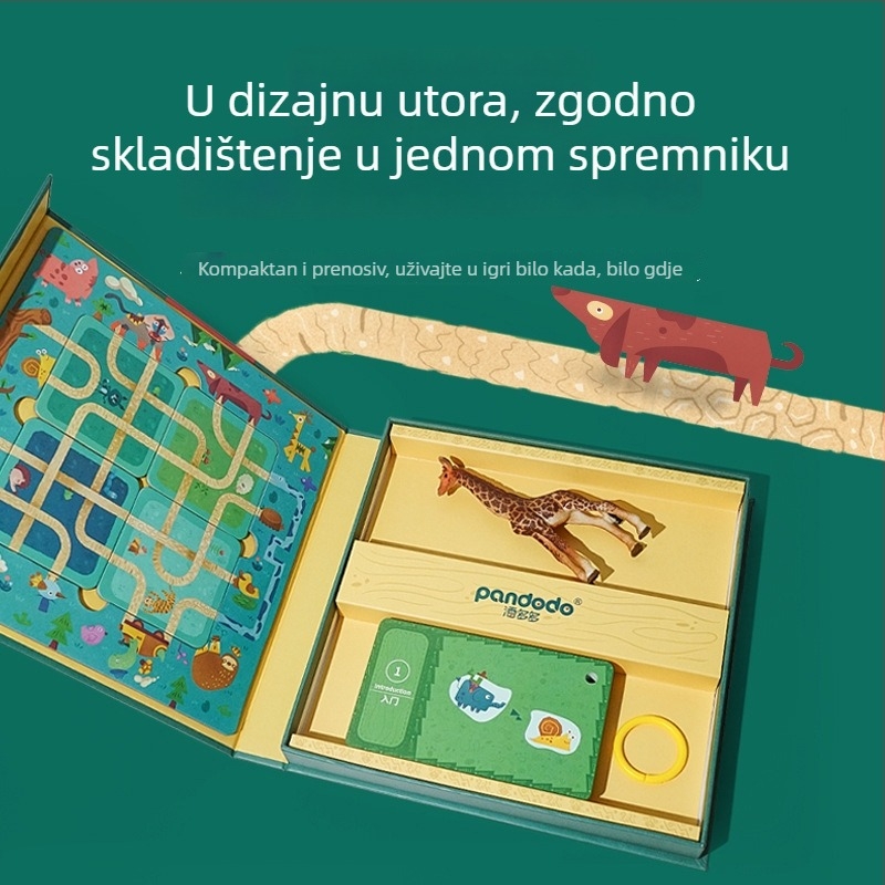 Pan Duo Edukativna Društvena igra: Šumski lavirint, Potraga za blagom, Višeigračka obitelj, Materijal: plastika i karton