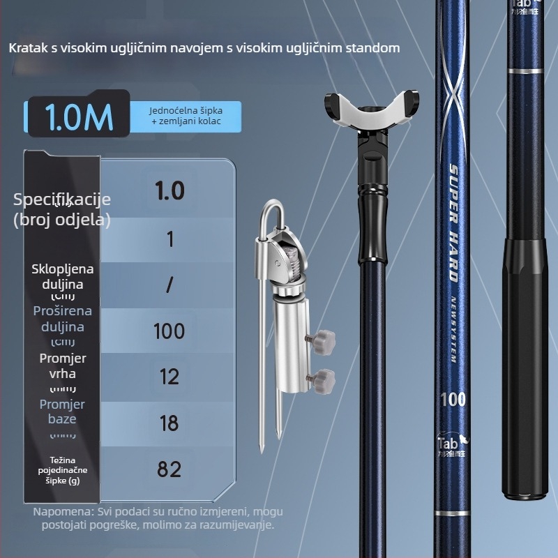 TAB Karbonski držač za štapove — višedirekcijska rotacija, ne-sklopiv