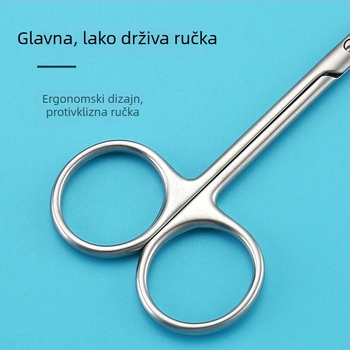 Dvostruke kozmetičke škare za kapke, oftalmološka uporaba, nehrđajući čelik – škare za obrve i šminku