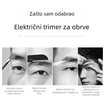 Električni trim za obrve za muškarce, siguran za početnike, punjiv, za obrve, bočne dlake, tijelo i dlačice na nogama