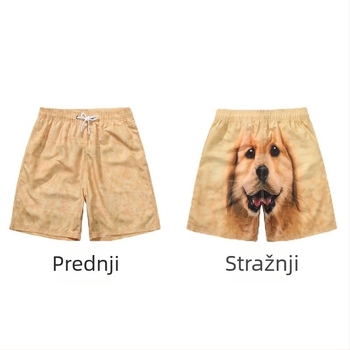 Casual šorc s karikaturnim printom, srednji pojas, mješavina poliestera, mikro-elastičnost