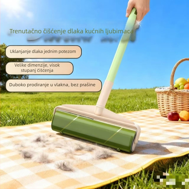 Roler za uklanjanje dlaka s zamjenjivim listićima – uklanja dlake kućnih ljubimaca s kauča i odjeće; plastično tijelo; moderan minimalistički dizajn; lansiran zima 2017.