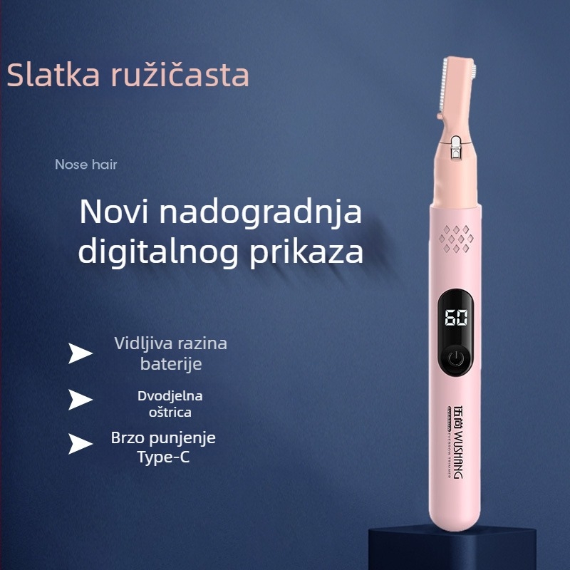 Muški električni set za njegu — USB punjiv, višenamjenski trimer za obrve, tijelo i pazuhe; ABS, periva, težina 60 g