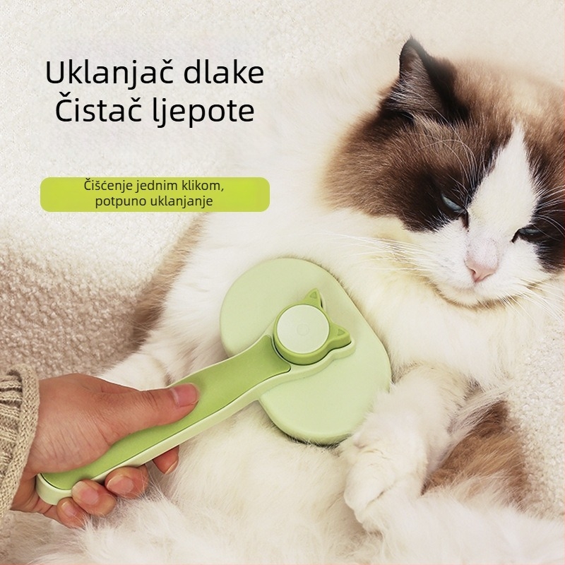 Nerđajući čelični češalj za mačke, jednostavno njegovanje i uklanjanje dlaka jednim klikom