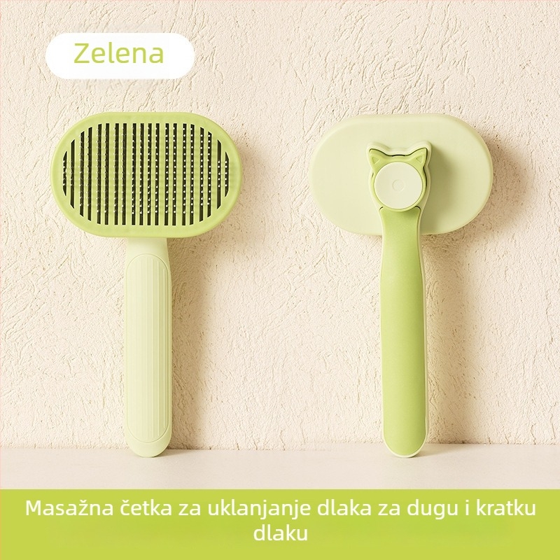 Nerđajući čelični češalj za mačke, jednostavno njegovanje i uklanjanje dlaka jednim klikom