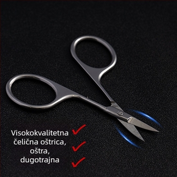 Nerđajući čelik škarice za obrve i nosne dlačice sa sigurnim zaobljenim vrhom i šiljastim vrhom
