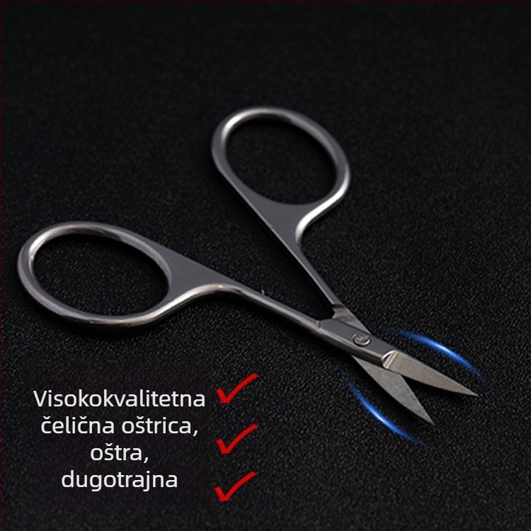 Nerđajući čelik škarice za obrve i nosne dlačice sa sigurnim zaobljenim vrhom i šiljastim vrhom
