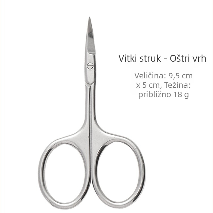 Nerđajući čelik škarice za obrve i nosne dlačice sa sigurnim zaobljenim vrhom i šiljastim vrhom