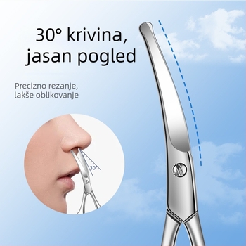 Set škarica od nehrđajućeg čelika za ljepotu — s okruglom glavom za dlačice nosa, škarice za bradu i obrve, škarice za šminku