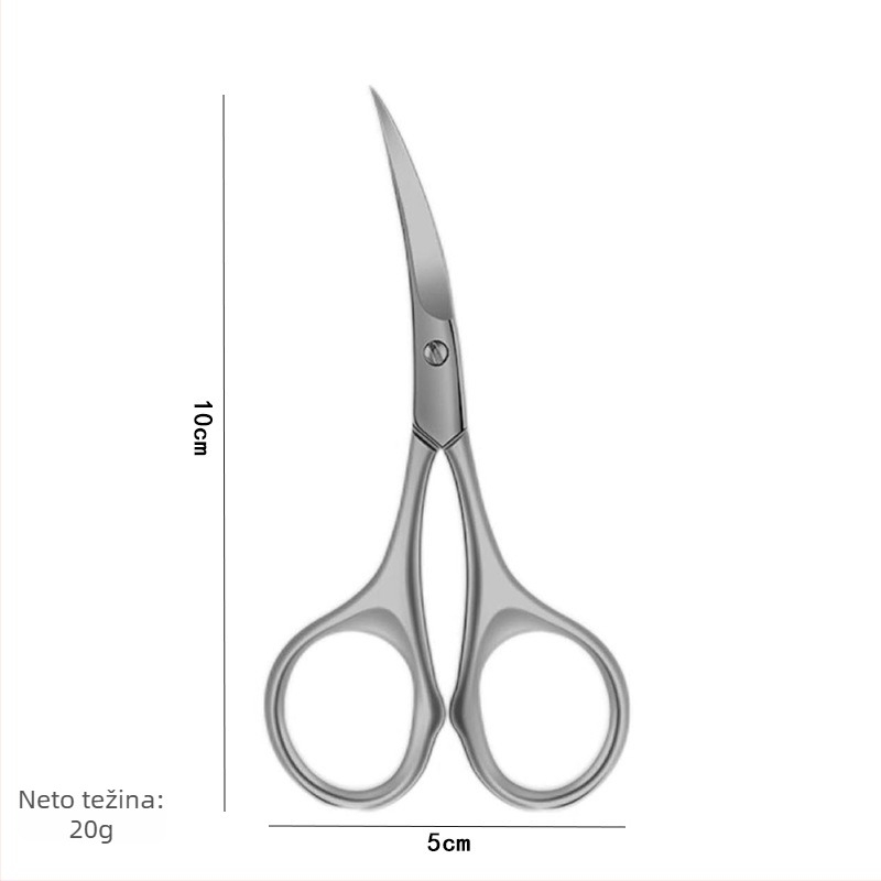 Set škarica od nehrđajućeg čelika za ljepotu — s okruglom glavom za dlačice nosa, škarice za bradu i obrve, škarice za šminku