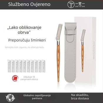 Yifan One trimer za obrve s drvenom drškom, čelična oštrica, ovlaštena privatna marka