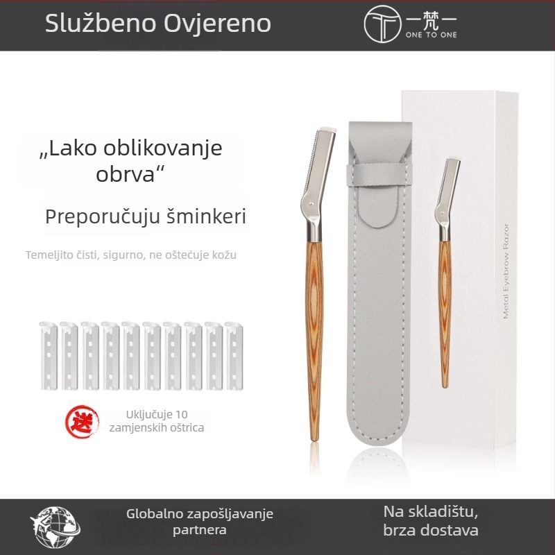 Yifan One trimer za obrve s drvenom drškom, čelična oštrica, ovlaštena privatna marka