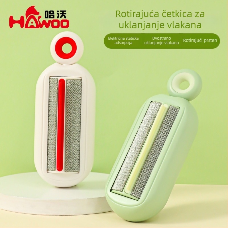 Kefica za uklanjanje dlaka kućnih ljubimaca – rotirajući valjak, ABS materijal, zakrivljena četka, prijenosni dizajn, za dugodlake mačke