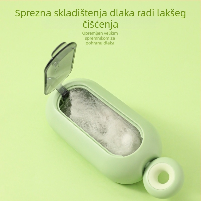 Kefica za uklanjanje dlaka kućnih ljubimaca – rotirajući valjak, ABS materijal, zakrivljena četka, prijenosni dizajn, za dugodlake mačke