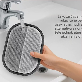 Pet prstnih elektrostatnih rukavica za uklanjanje dlaka kućnih ljubimaca – dvostruka četka za mačju dlaku, poliester