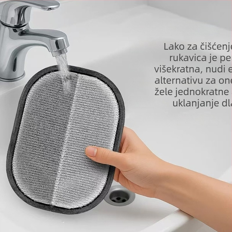 Pet prstnih elektrostatnih rukavica za uklanjanje dlaka kućnih ljubimaca – dvostruka četka za mačju dlaku, poliester