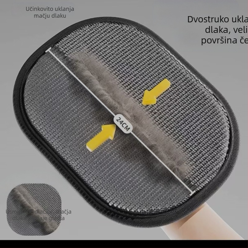 Pet prstnih elektrostatnih rukavica za uklanjanje dlaka kućnih ljubimaca – dvostruka četka za mačju dlaku, poliester